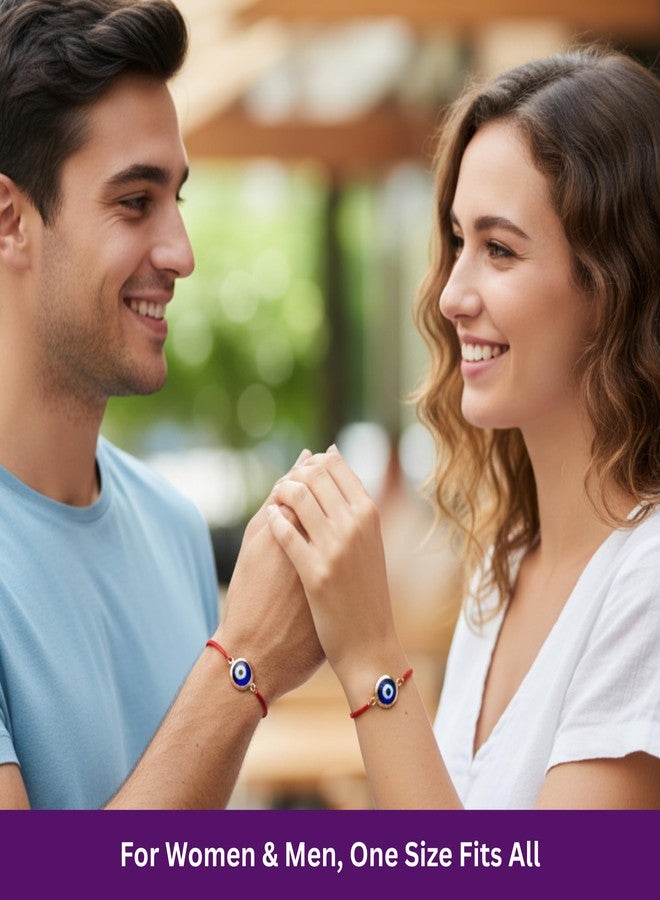 BCS Evil Eye Bracelets Adjustable Red String Amulet for Women Men Authentic Turkish Handmade Glass Bead Good Luck Protection Charm One Size Fits All - Navy Blue (8 Pieces) - Image 2